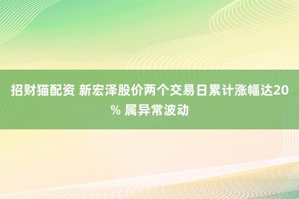招财猫配资 新宏泽股价两个交易日累计涨幅达20% 属异常波动