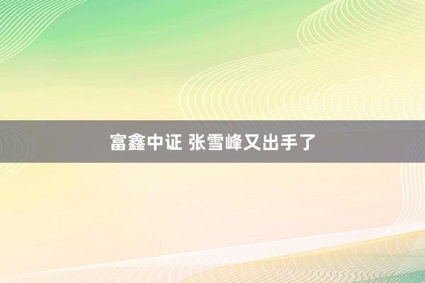 富鑫中证 张雪峰又出手了