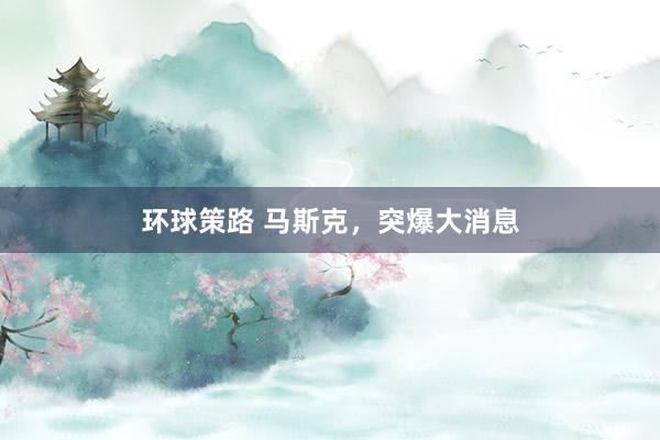 环球策路 马斯克，突爆大消息