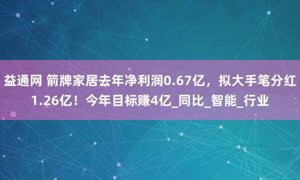 益通网 箭牌家居去年净利润0.67亿，拟大手笔分红1.26亿！今年目标赚4亿_同比_智能_行业