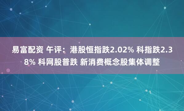 易富配资 午评：港股恒指跌2.02% 科指跌2.38% 科网股普跌 新消费概念股集体调整