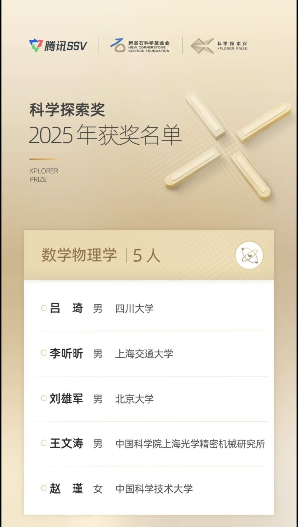 道正网 9位女性，6位“90后”！2025科学探索奖名单揭晓