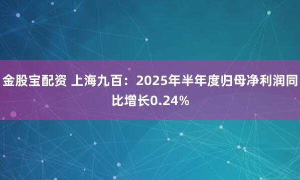 金股宝配资 上海九百：2025年半年度归母净利润同比增长0.24%
